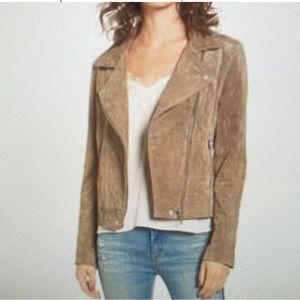 Womens blank nyc brown suede moto jacket xl
